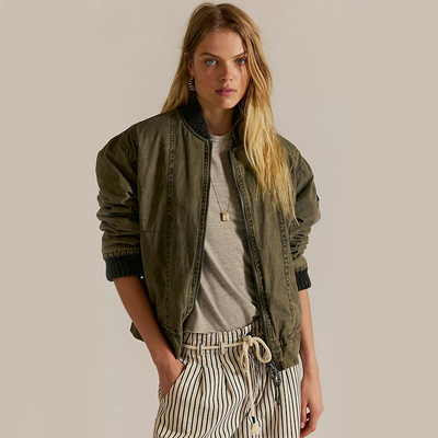 [冬季新品]Free People 飞行员夹克复古巴恩风棒球服外套REVOLVE