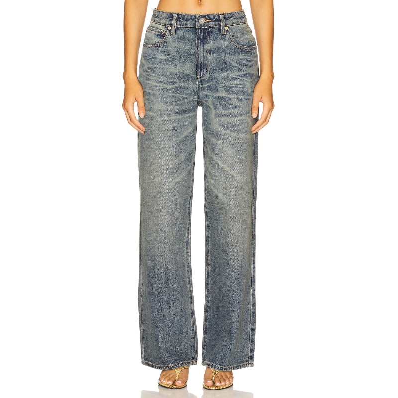 [冬季新品]Abrand 95美式风蓝灰色做旧直筒牛仔裤REVOLVE