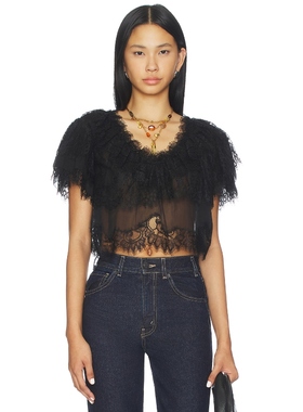 LoveShackFancy VIENNE 上装 黑色REVOLVE小众新款