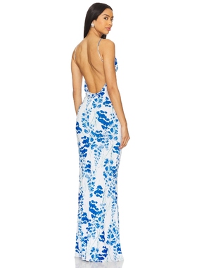 Katie May BETH 针织长裙 蓝色，白色礼服裙REVOLVE小众新款