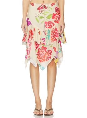 Donde Esteban FLORES 半身裙 Cream,PinkREVOLVE小众新款