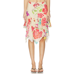Esteban PinkREVOLVE小众新款 FLORES Cream 半身裙 Donde