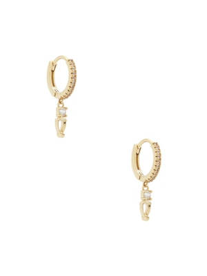 By Adina Eden Double Cz Dangling Drop Huggie Earring revolve