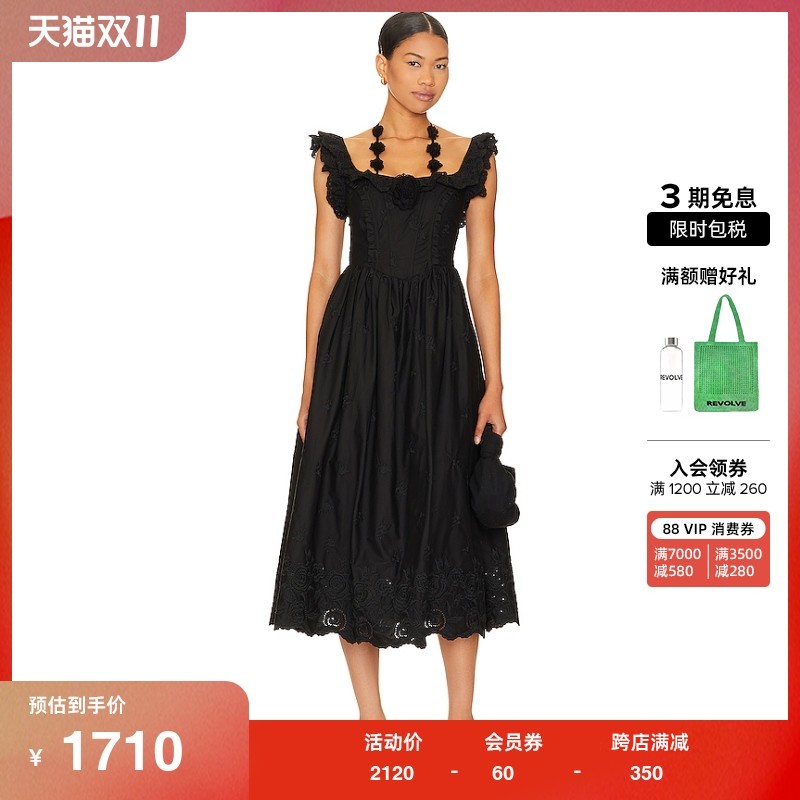 For Love & Lemons LINDSEY 中长款连衣裙revolve时尚小众新品
