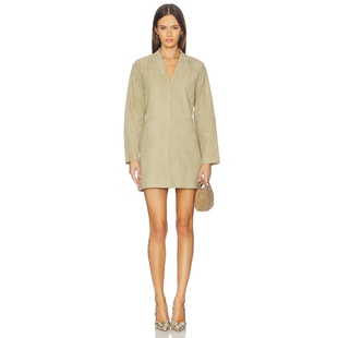 SRG连衣裙棕色极简高级感长袖短裙复古氛围感气质裙装REVOLVE