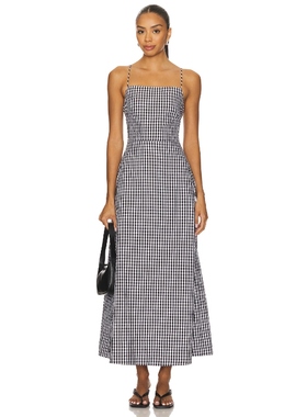 Enza Costa Textured Gingham Dress 黑色REVOLVE小众新款