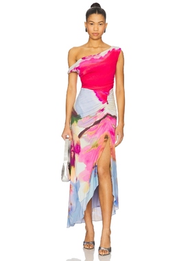 AMUR Ella Printed Jersey Dress 粉色REVOLVE小众新款