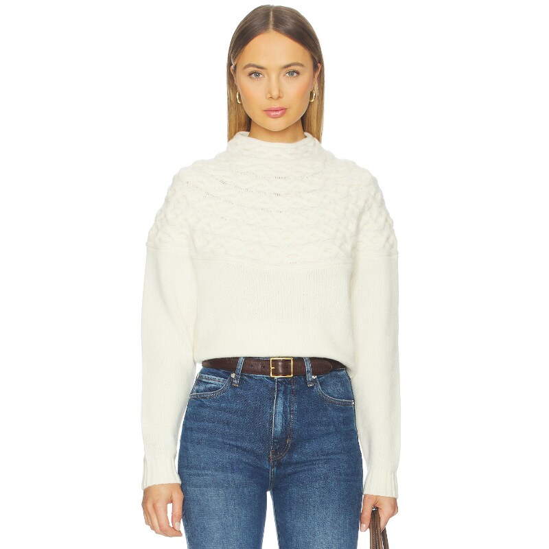 Theory Cable Yoke Pullover 象牙白羊毛衫REVOLVE小众新早秋