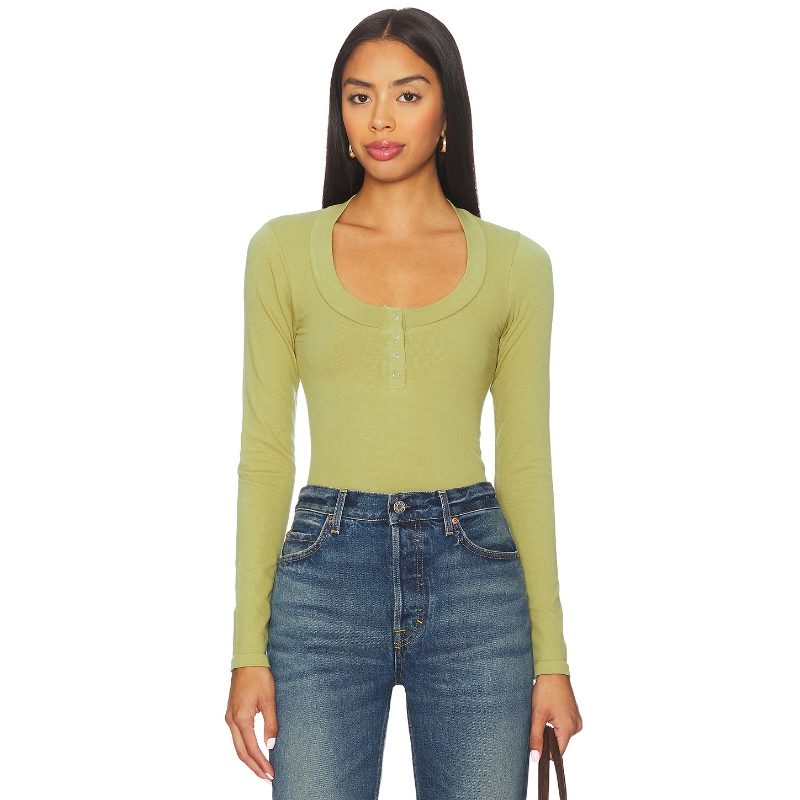 [冬季内搭]Free People 针织衫长袖上衣绿色修身打底衫REVOLVE