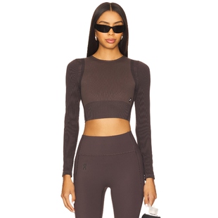 [冬季新品]On STUDIO KNIT CROP LONG SLEEVE 上装 深灰色运