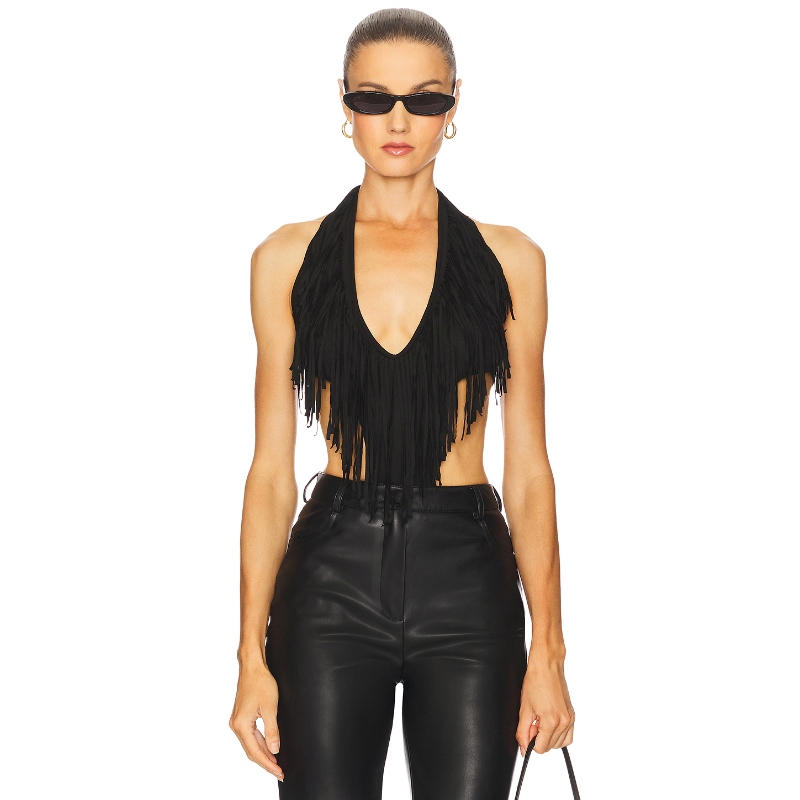 NIIHAI THE FRINGE 紧身服 黑色 y2k辣妹风REVOLVE小众新款