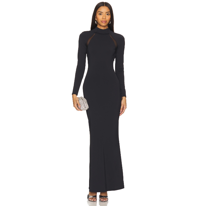 SER.O.YA KRYSTAL 长裙 黑色REVOLVE小众新款