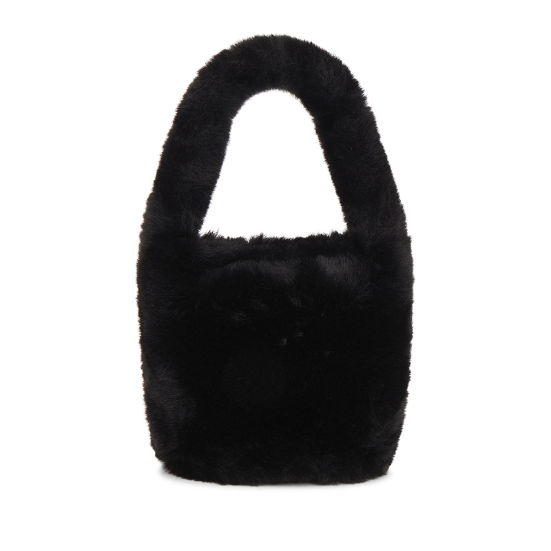 Hat Attack 手提包黑色冬季百搭毛绒包包REVOLVE小众新款水桶包