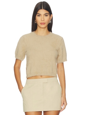 [冬季内搭]MADISON THE LABEL 针织毛衣短袖棕黄色复古风REVOLVE