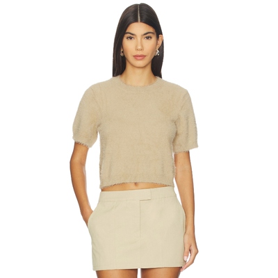 [春季新品]MADISON THE LABEL 针织毛衣短袖棕黄色复古风REVOLVE