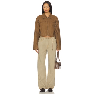 [春季新品]LIONESS短款夹克美拉德休闲复古风翻领拉链外套REVOLVE