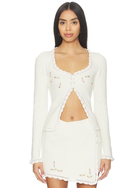 For Love & Lemons 爱柠檬 PHEOBE 开衫 奶油色REVOLVE小众新款