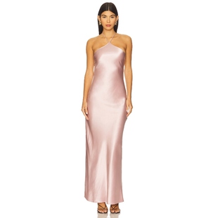 粉色REVOLVE小众新款 Dot 缎子超长裙 ALISA Line