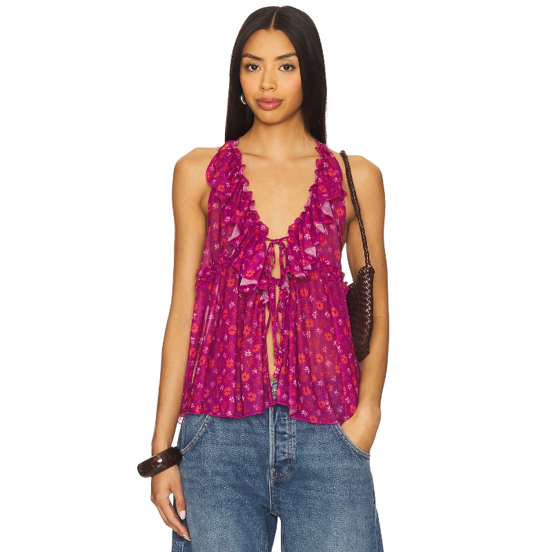 [夏季新品]Free People FEARLESS 针织背心 桃紅色基础易搭内R