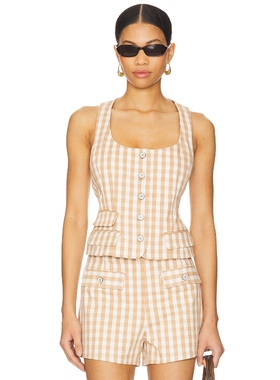 Cinq a Sept LOVINA 无袖上装 棕黄色 y2k辣妹风REVOLVE小众新款