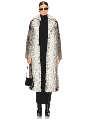 [爆款补货]Unreal Fur 仿雪豹纹环保皮草外套大衣长外套REVOLVE