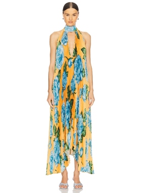 L'IDEE OPERA 长裙 黄色性感挂脖露背连衣裙REVOLVE