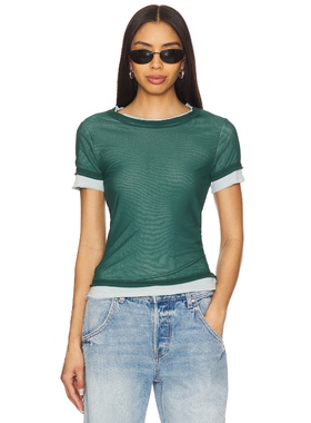 [春季新品]Free People 圆领修身T恤深绿色网布夏季短袖REVOLVE