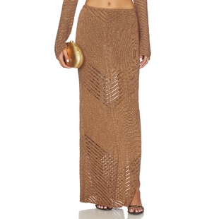 WINDSOR 灰褐色REVOLVE小众新款 BRIA 半身裙 长款 DEVON