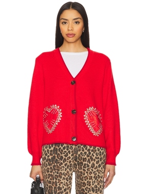 Never Fully Dressed 开襟羊毛衫 红色REVOLVE小众