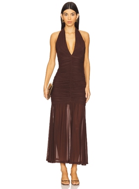 Bardot SEPHERA 中长款连衣裙 巧克力色REVOLVE小众