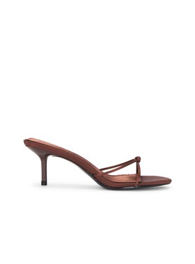 FEMME LA棕色缎面凉鞋简约风早秋新品细跟通勤女鞋REVOLVE