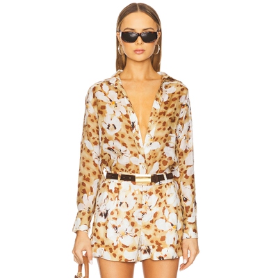 Karina Grimaldi HELEN 长袖上装 Tan,Brown y2k辣妹风REVOLVE小