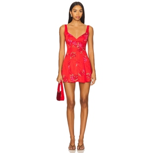 [冬季新品]Frankies Bikinis 中长款连衣裙红色REVOLVE小众