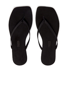 [夏季新品]TKEES黑色凉鞋绑带夹脚平底鞋REVOLVE