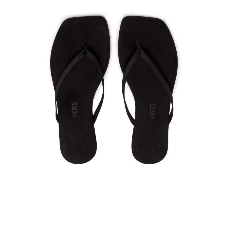 [秋冬新品]TKEES黑色凉鞋绑带夹脚平底鞋REVOLVE