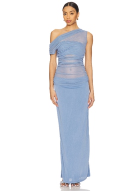 SOVERE THEA 网面裙子 蓝色礼服裙REVOLVE小众新款