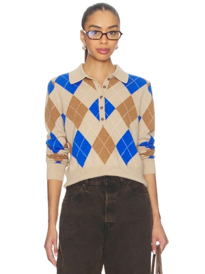 White & Warren Cashmere Argyle Long Sleeve Polo revolve小众