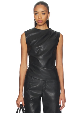 Enza Costa Leather Twist Top 黑色REVOLVE小众新款