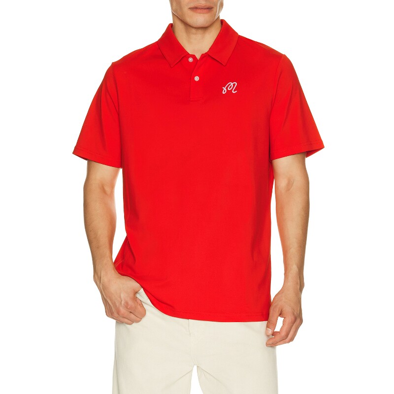 Malbon Golf红色上装翻领通勤风短袖修身衬衫早秋新品REVOLVE
