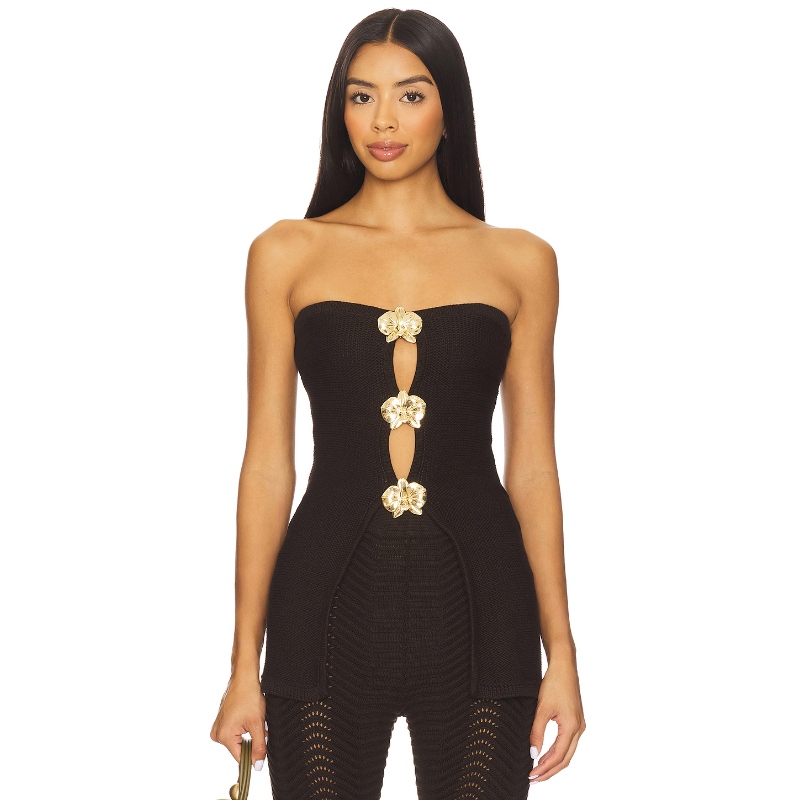 CIN CIN LOTUS 上装 棕色 y2k辣妹风REVOLVE小众新款