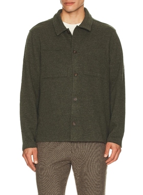 Marine Layer BOILED WOOL 外套式衬衫 橄榄色REVOLVE小众新款