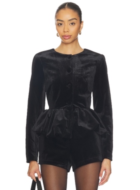 ASTR the Label 外套黑色老钱风设计感蓬蓬花苞下摆上衣REVOLVE