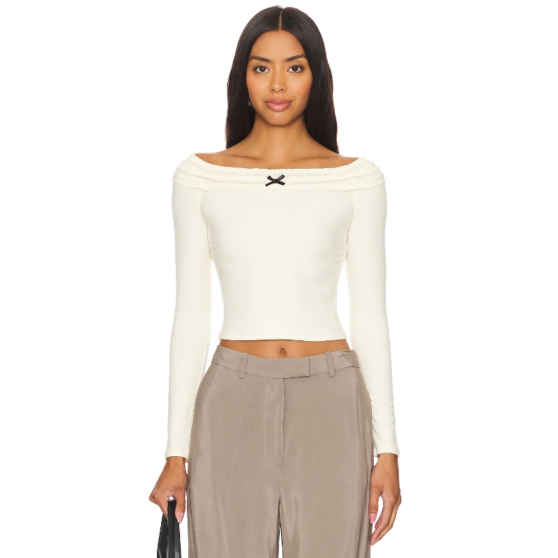 MORE TO COME BREXLEY 上装长袖上衣奶油色y2k辣妹风REVOLVE新款