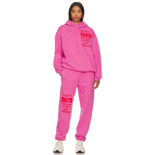 [冬季新品]The Mayfair Group 喷涂标语连帽卫衣粉色上衣REVOLVE