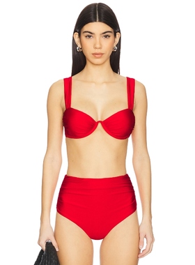 SIMKHAI ANNISTON 比基尼文胸上装 红色REVOLVE小众新款