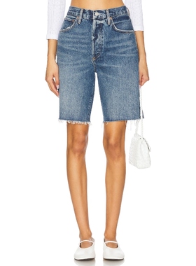 [冬季新品]AGOLDE 90'S美式风深蓝色毛边牛仔短裤REVOLVE