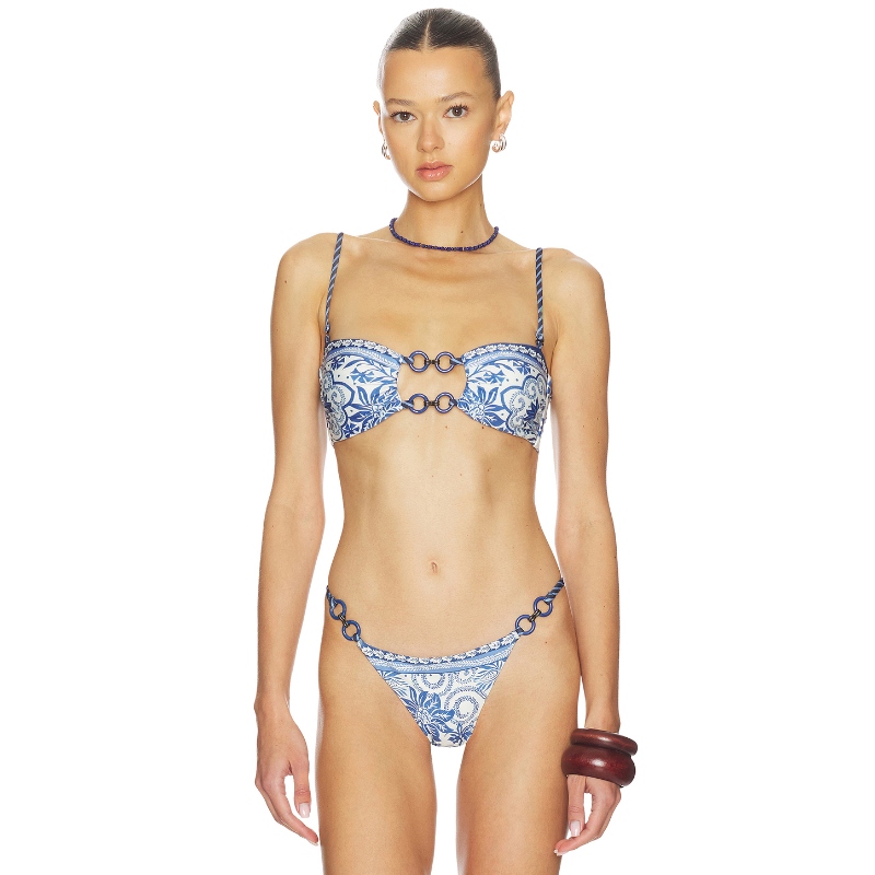 Agua Bendita LACE BATIK 比基尼文胸上装 蓝色 y2k辣妹风REVOLVE