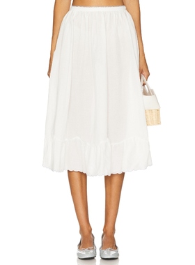 [冬季新品] For Love & Lemons 白色半身裙REVOLVE小众新款