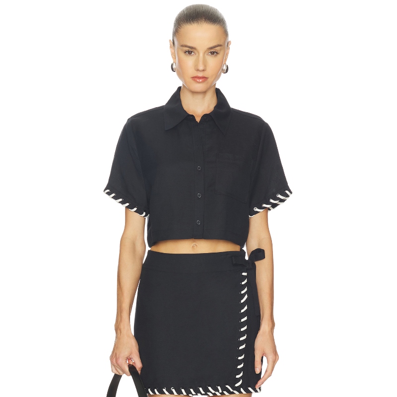 SIMKHAI AUGGIE 衬衫 黑色REVOLVE小众新款