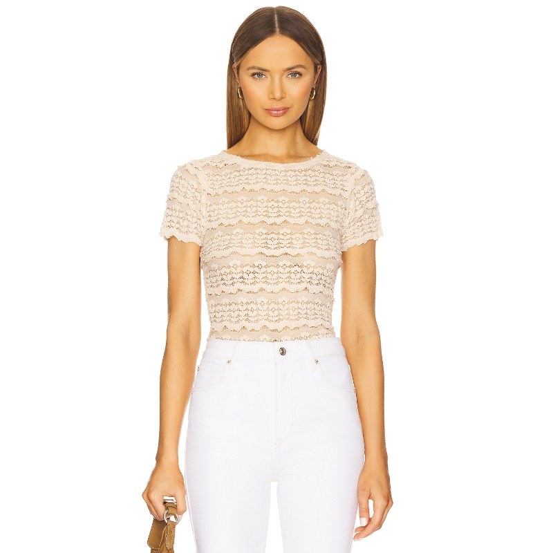 [冬季内搭]Free People ANGELINA 蕾丝T恤 裸色基础易搭内搭R